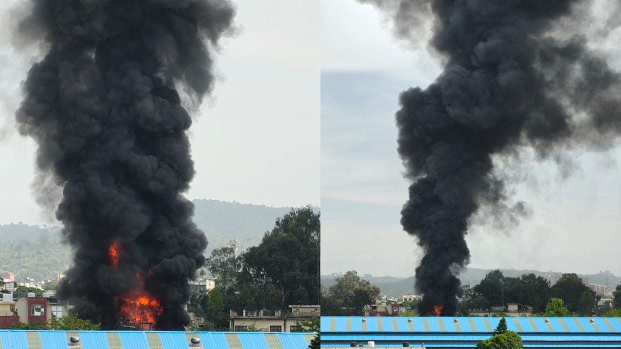 Tanker catches fire near truck union office in Jammu