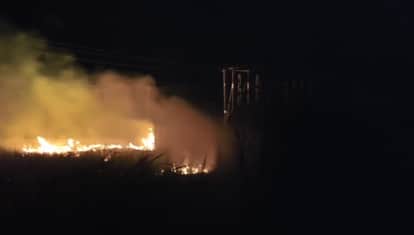Auraiya Fire Erupts at 33 kV Substation After Wire Snaps Dry Grass Catches Flames Major Disaster Averted