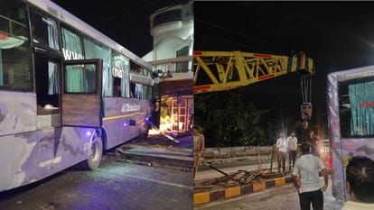 Mohanlalganj: Bus collides with house while trying to avoid truck, 35 injured including driver