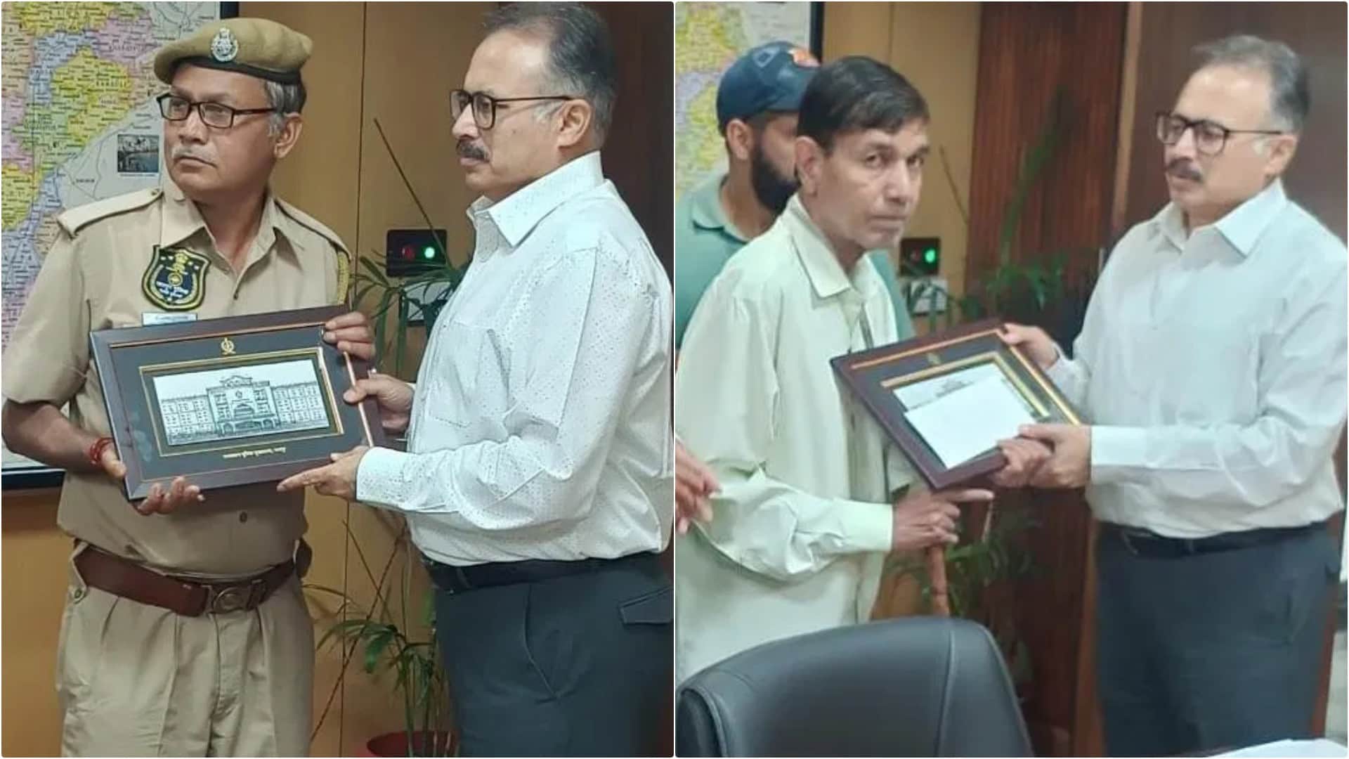 पुलिस महानिदेशक द्वारा सेवानिवृत्त कांस्टेबल का सम्मान