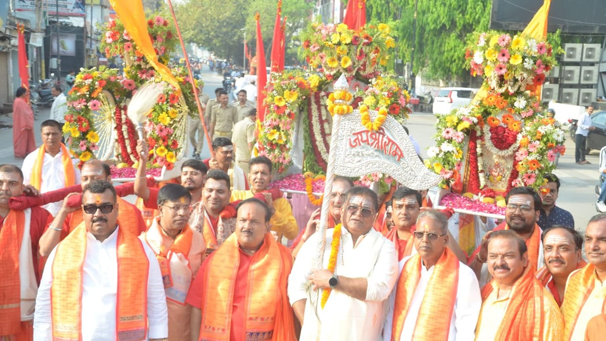 Hanuman Jayanti 2026 Crowds of devotees at Hanuman Flag Procession at sankat mochan hanuman madir