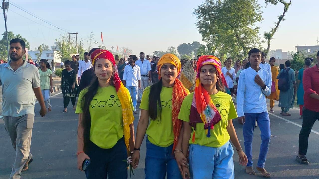Foot Procession Held in Lakhimpur Kheri on Hanuman Janmotsav