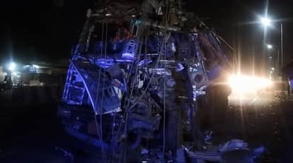 Auraiya Sand Laden Truck Crashes into Stationary Dumper on Highway from Behind Father and Son Injured