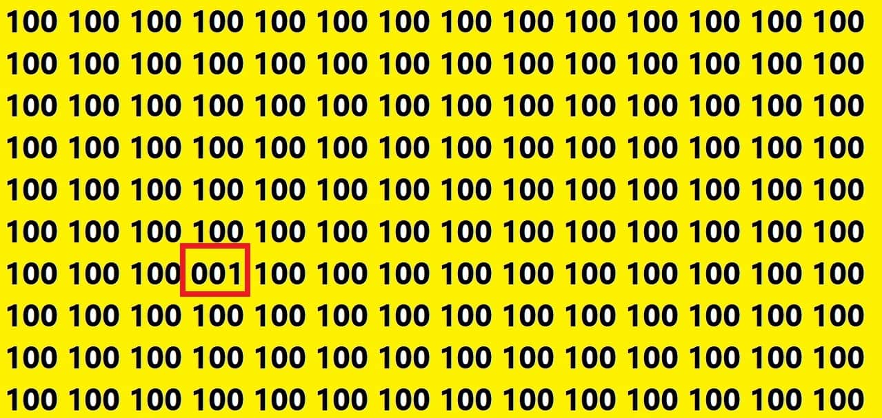Optical Illusion Iq Test Brain Test If You Have Hawk Eyes then Find 001 In 12 Seconds