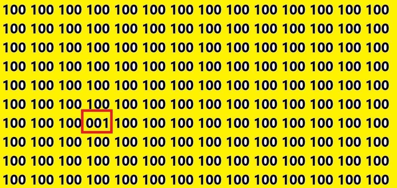Optical Illusion Iq Test Brain Test If You Have Hawk Eyes then Find 001 In 12 Seconds