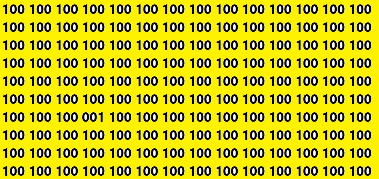 Optical Illusion Iq Test Brain Test If You Have Hawk Eyes then Find 001 In 12 Seconds