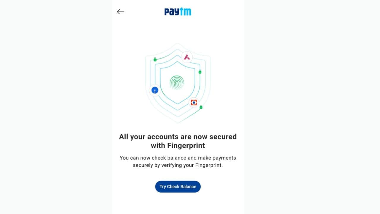 how to setup fingerprint biometric payment authentication on Paytm step by step process
