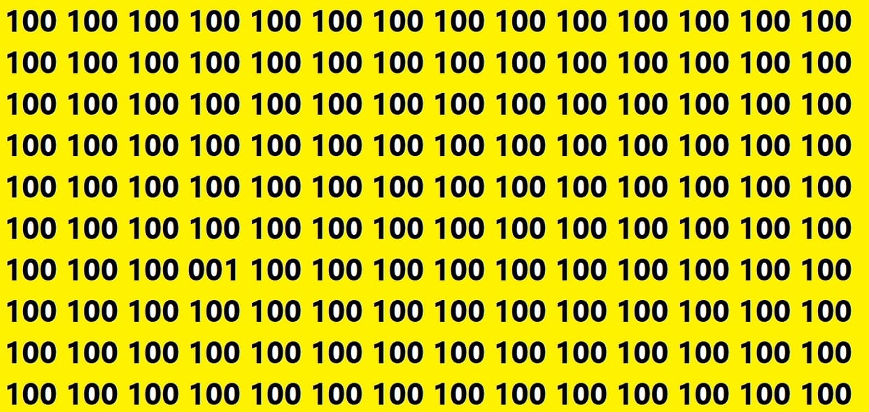 Optical Illusion Iq Test Brain Test If You Have Hawk Eyes then Find 001 In 12 Seconds