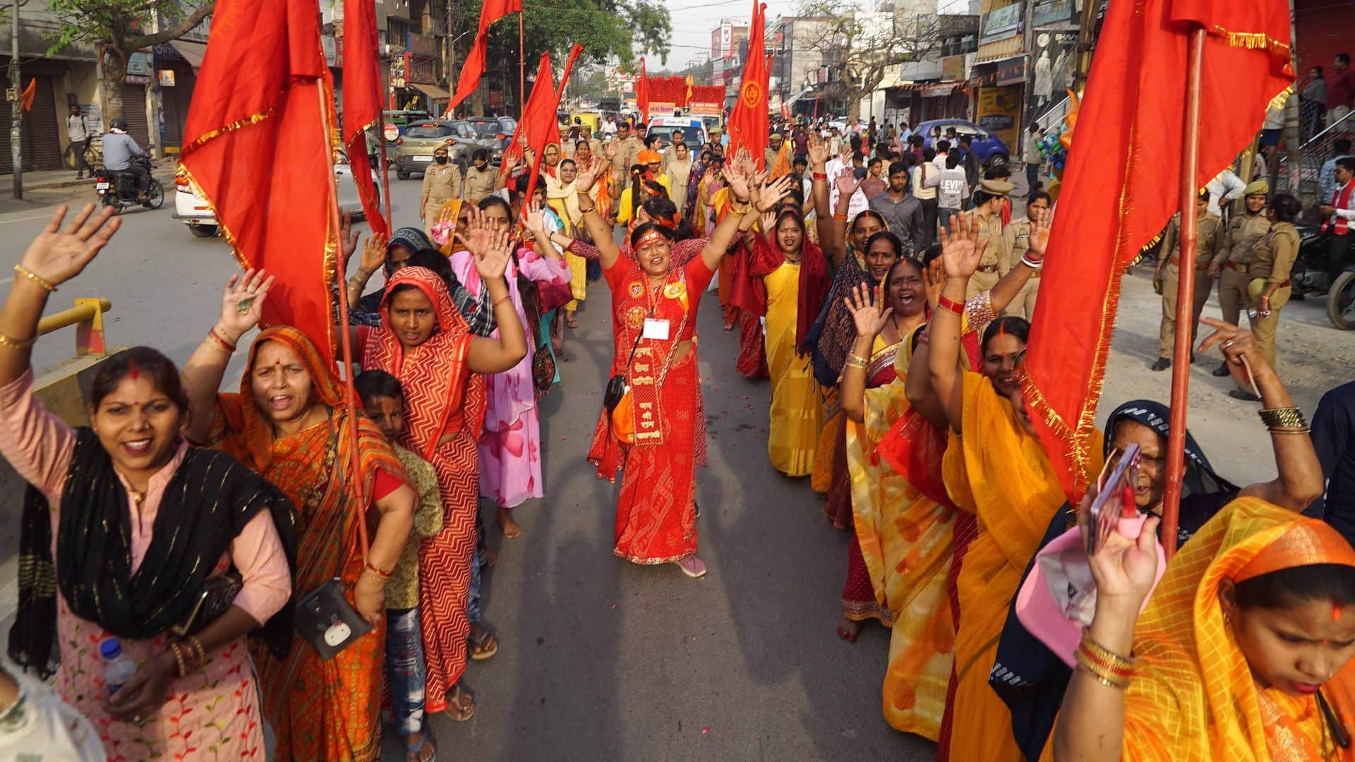 Hanuman Jayanti Chants of Hail Anjani Son Hanuman Resound Banners Bearing Name of Lord Rama