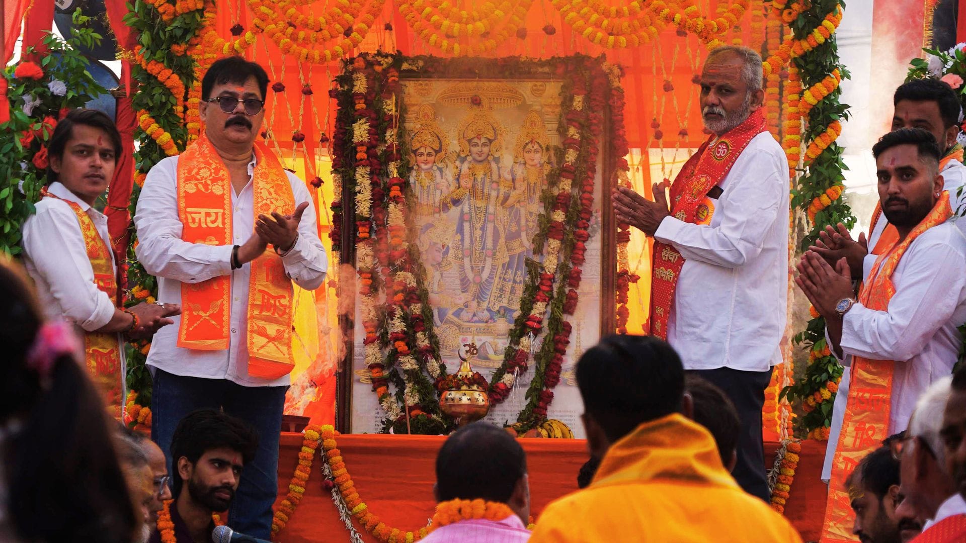Hanuman Jayanti Chants of Hail Anjani Son Hanuman Resound Banners Bearing Name of Lord Rama