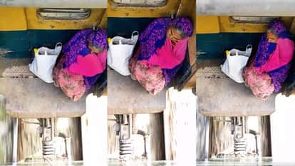 Elderly woman travelling on the footboard of a train coach video goes viral