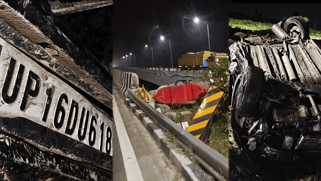 Speeding car Loses Control and Plunges Near Hindon River Three Injured Including Doctor