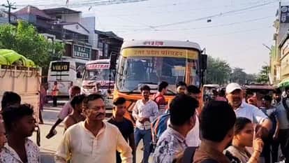 Speeding Roadways Bus Runs Over Students on Bicycles in ballia Enraged Crowd Beats Driver Police Arrive