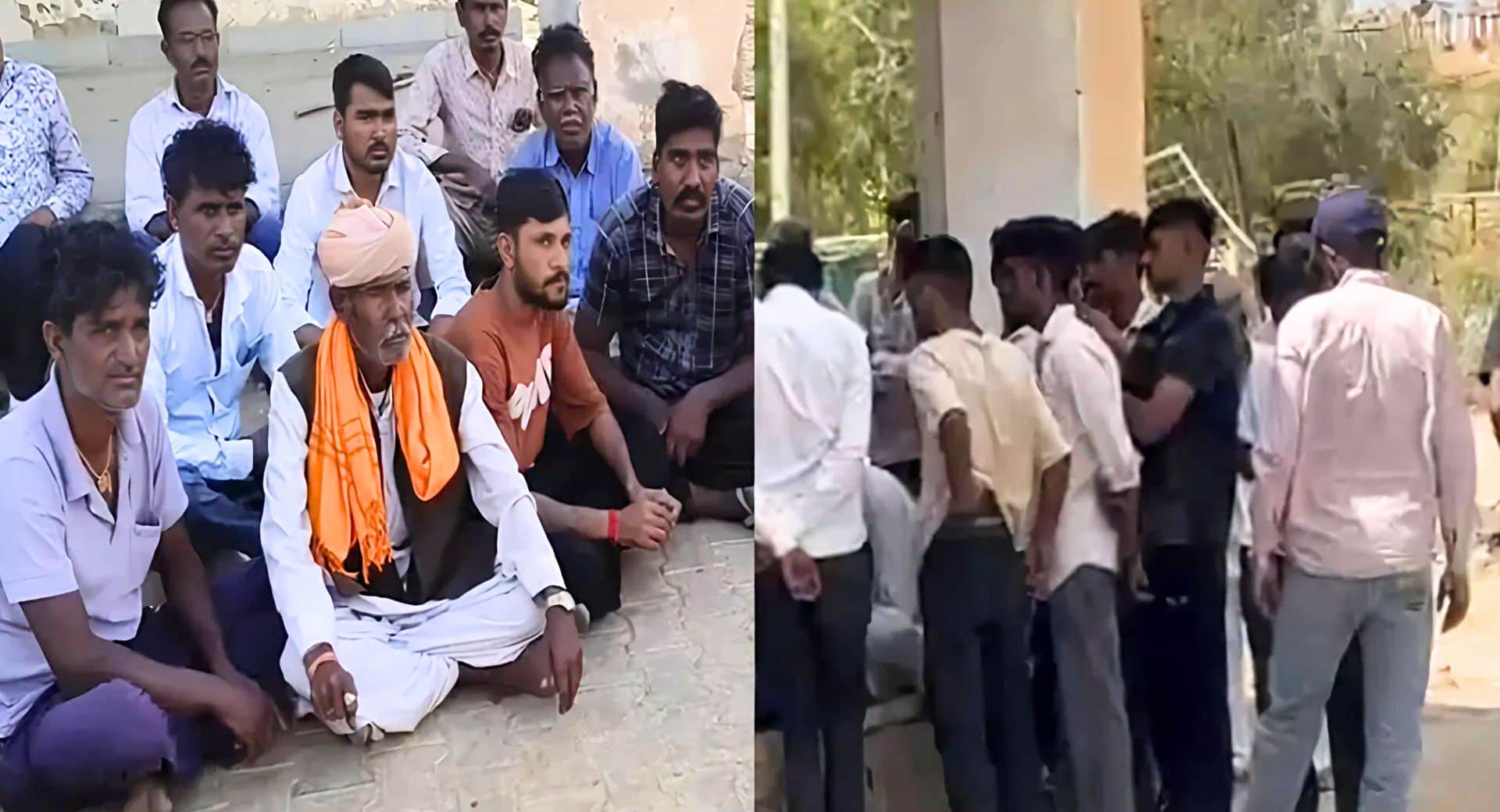 मृतका के परिजन धरने पर बैठे