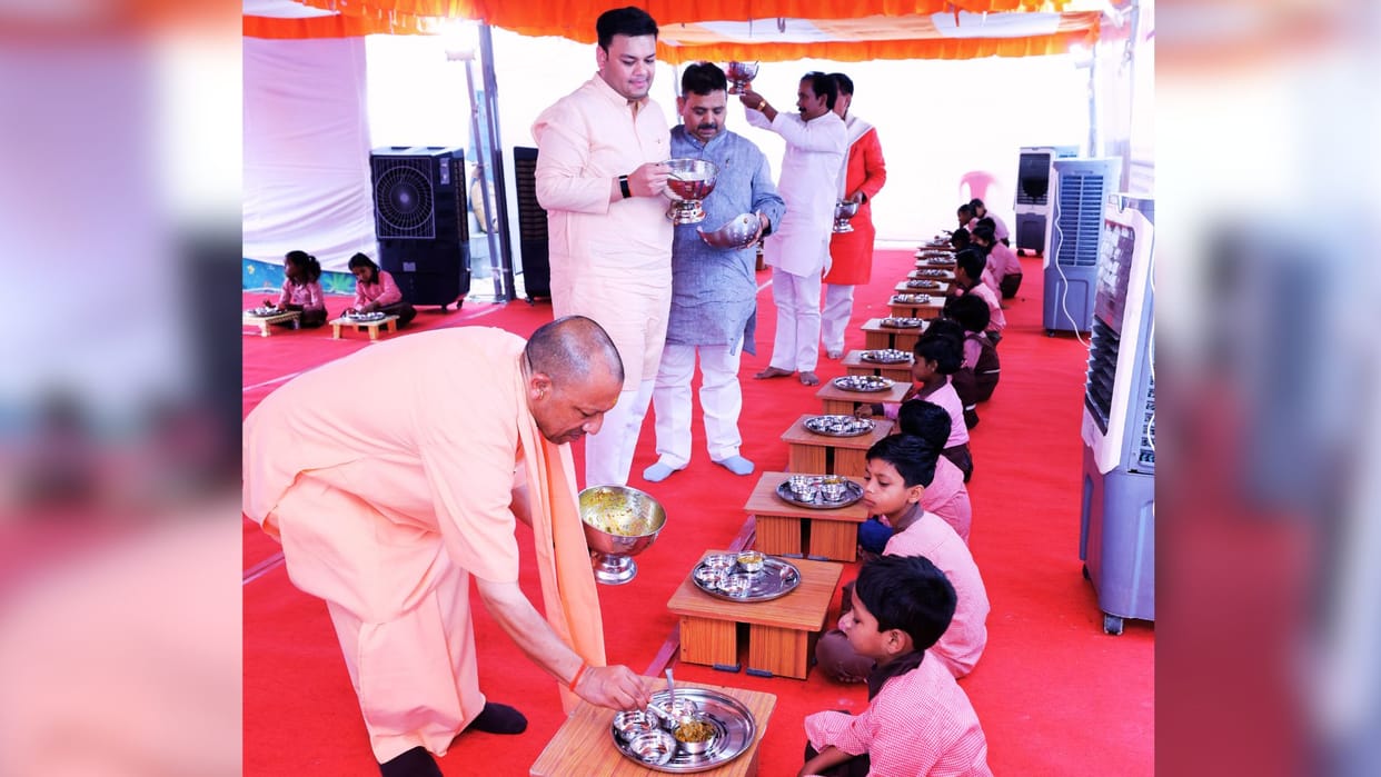 CM Yogi  Birthday visited Baba vishwanath 125 times shows affection towards children pictures