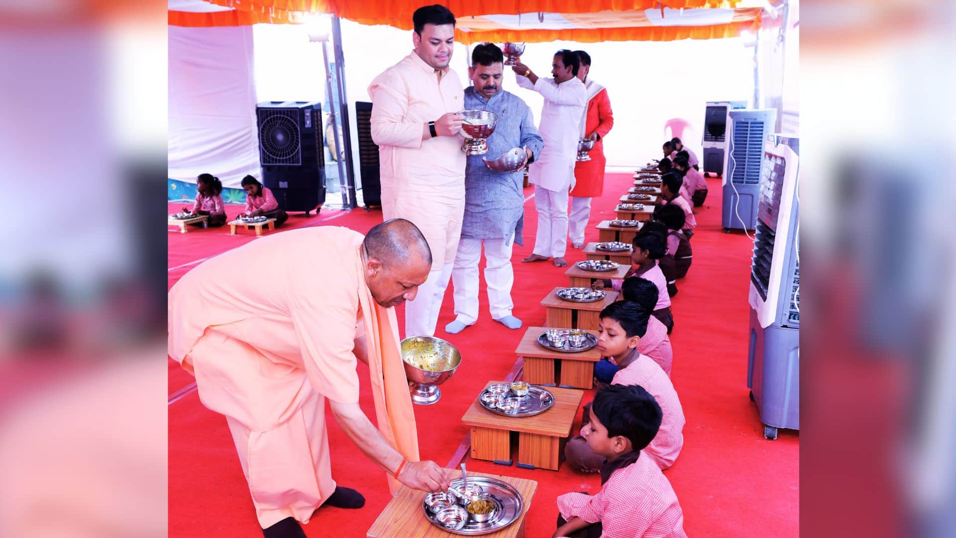 CM Yogi  Birthday visited Baba vishwanath 125 times shows affection towards children pictures