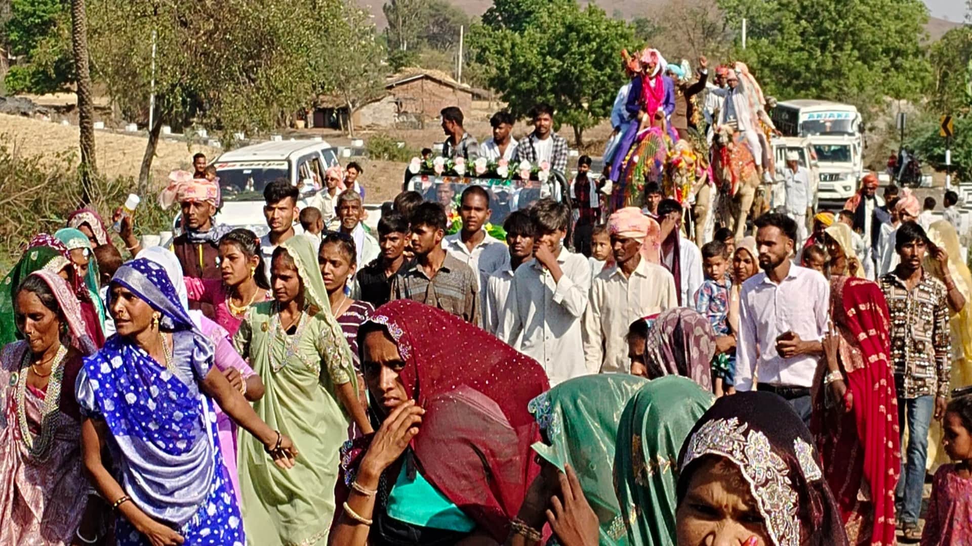 Groom and Wedding Procession Guests Rode on Adorned Camels; Photos of Unique Wedding in Banswara