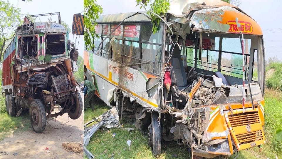 truck first hit a tractor-trolley and then a bus
