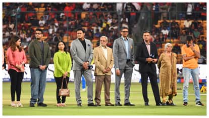 RCB vs CSK: Rahul Dravid and Anil Kumble Ends at the M Chinnaswamy Stadium officially unveiled at ceremony