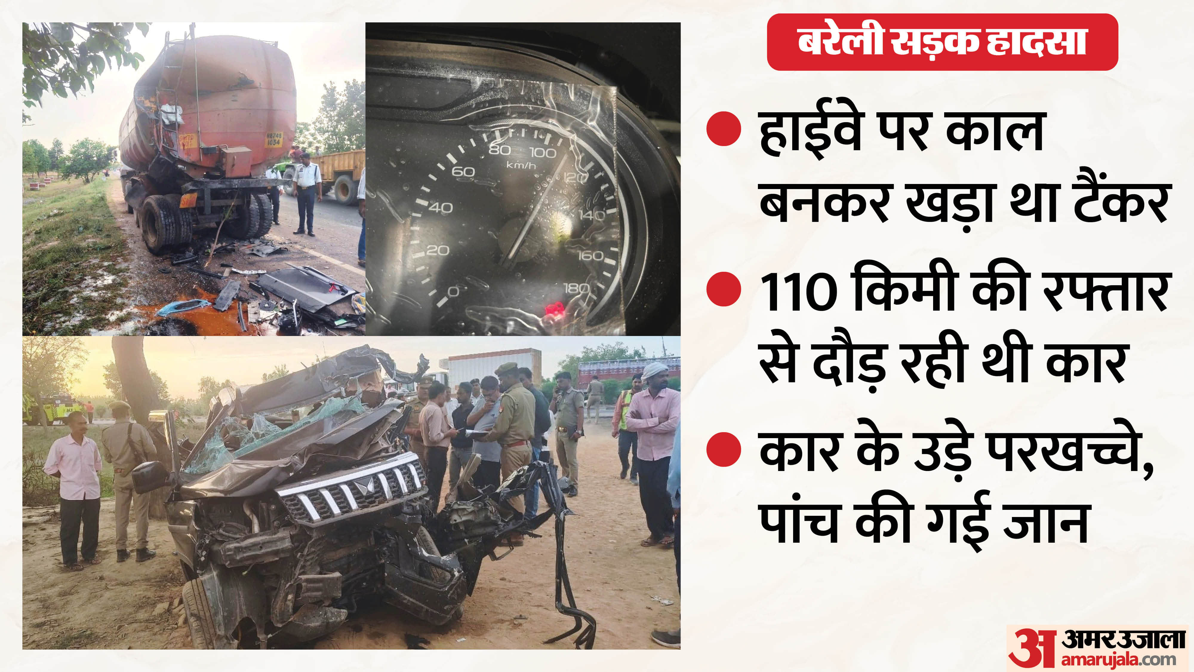 high speed car and systemic lethargy claimed the lives of five people in Bareilly