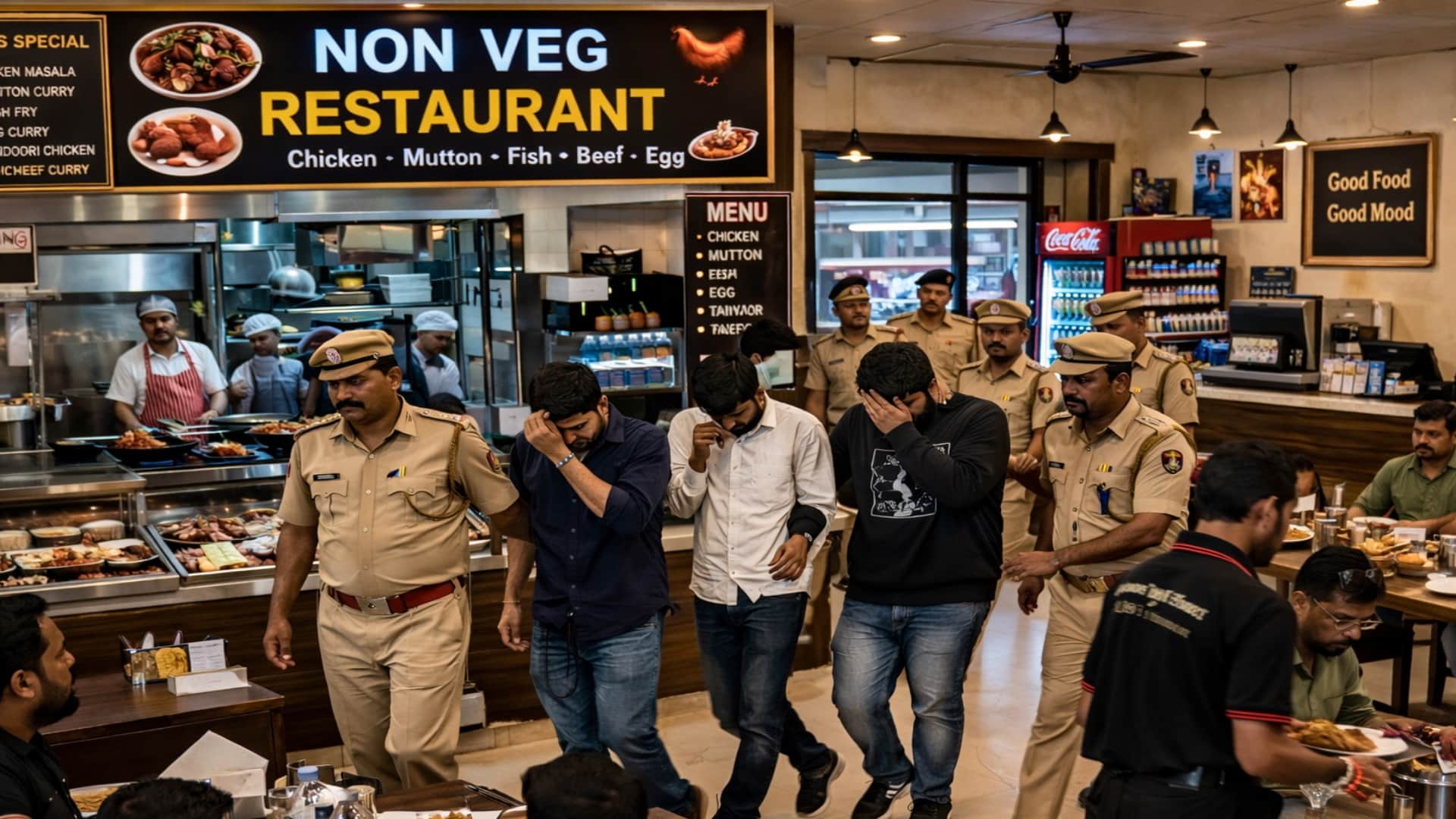 बीफ परोसने की शिकायत पर प्रयागराज के रेस्टोरेंट में छापेमारी। सांकेतिक चित्र