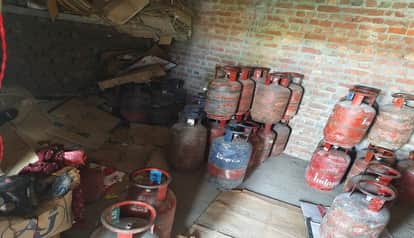Police raided a ruined building in Parmanandpur village of Kashipur and recovered 65 cylinders