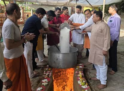 Indore: Food prepared for 80,000 people at Ranjit Hanuman Temple in Indore today.