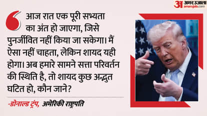 west asia conflict us president donald trump warning to iran whole civilization will die tonight