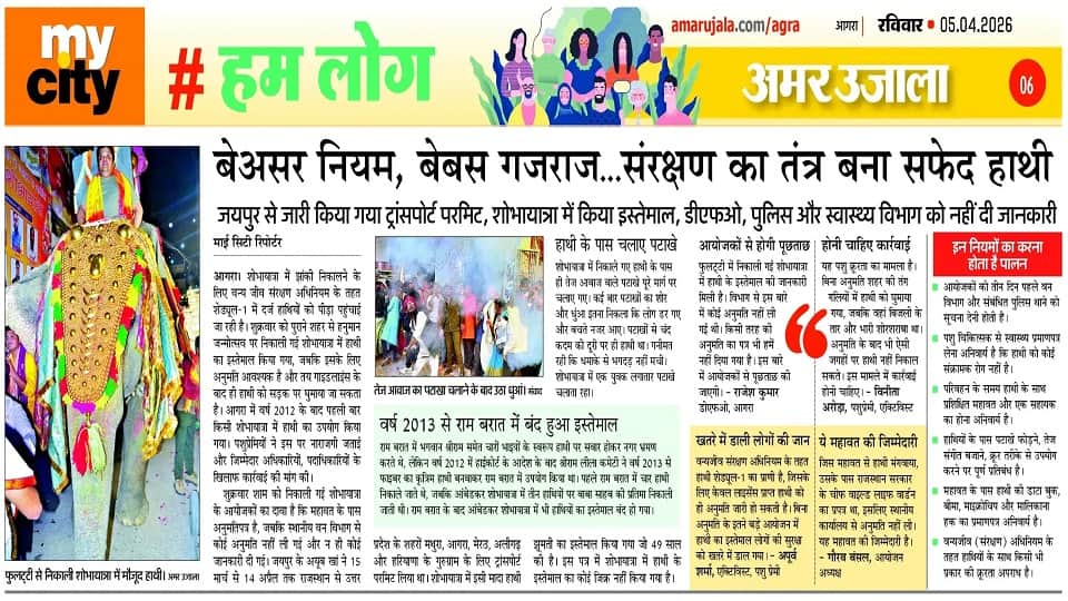 हनुमान शोभायात्रा में हाथी की सवारी