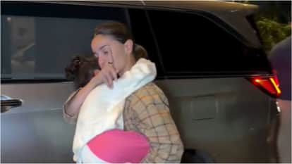 alia bhatt and ranbir kapoor spotted together with Baby Raha at airport Video Goes Viral