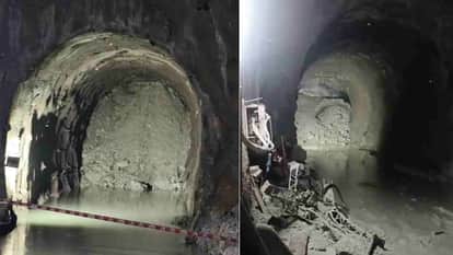 Rishikesh Karnaprayag Railway Line Sudden Soil Collapse Inside Tunnel in Rudraprayag Chaos Ensues