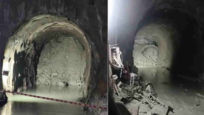 Rishikesh Karnaprayag Railway Line Sudden Soil Collapse Inside Tunnel in Rudraprayag Chaos Ensues