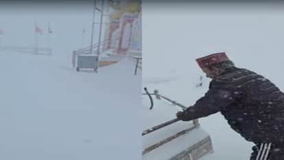 Shikari Devi witnesses nearly three feet of snowfall; the priest was unable to enter the temple and offered in