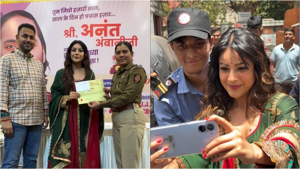 Shehnaaz Gill join in and support blood donation camp On Anant Ambani birthday Video Viral