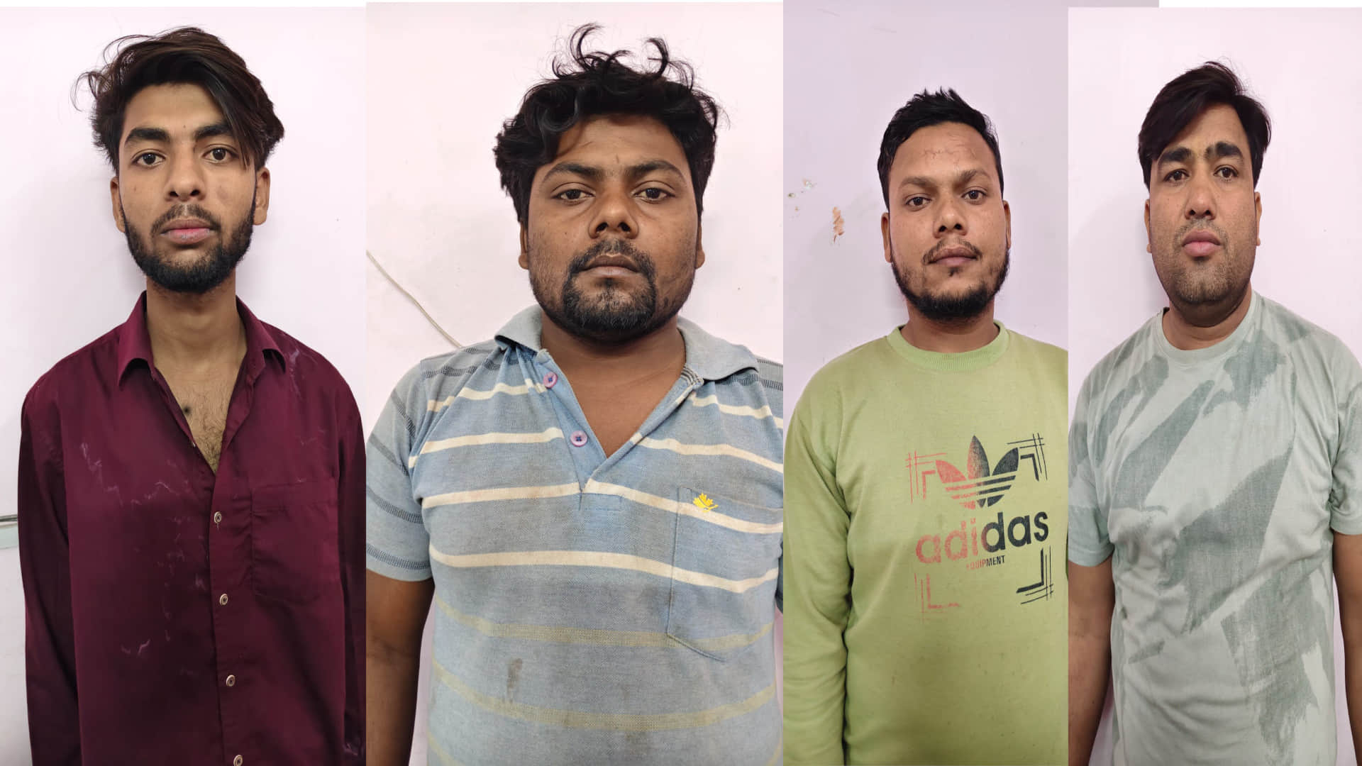 गिरफ्तार रेप के आरोपी, सबसे किनारे( दाएं) होटल संचालक