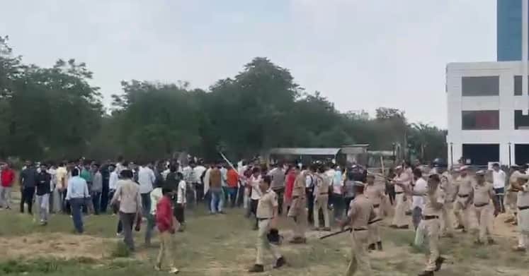 Employees Turn Violent After Lathi Charge in Gurugram 20 Workers Injured