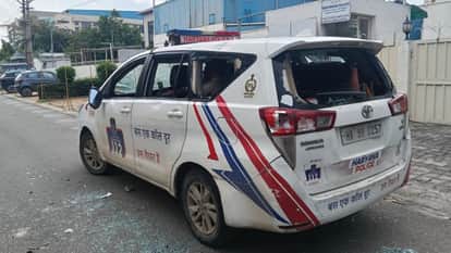 Protesting employees set bike on fire in Manseer in Gurugram