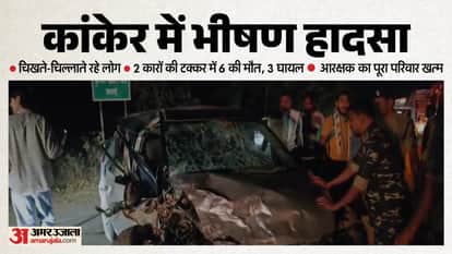 Road Accident in Kanker CG: 6 people Dead and 3 Injured in Two-Car Collision, shee here photos