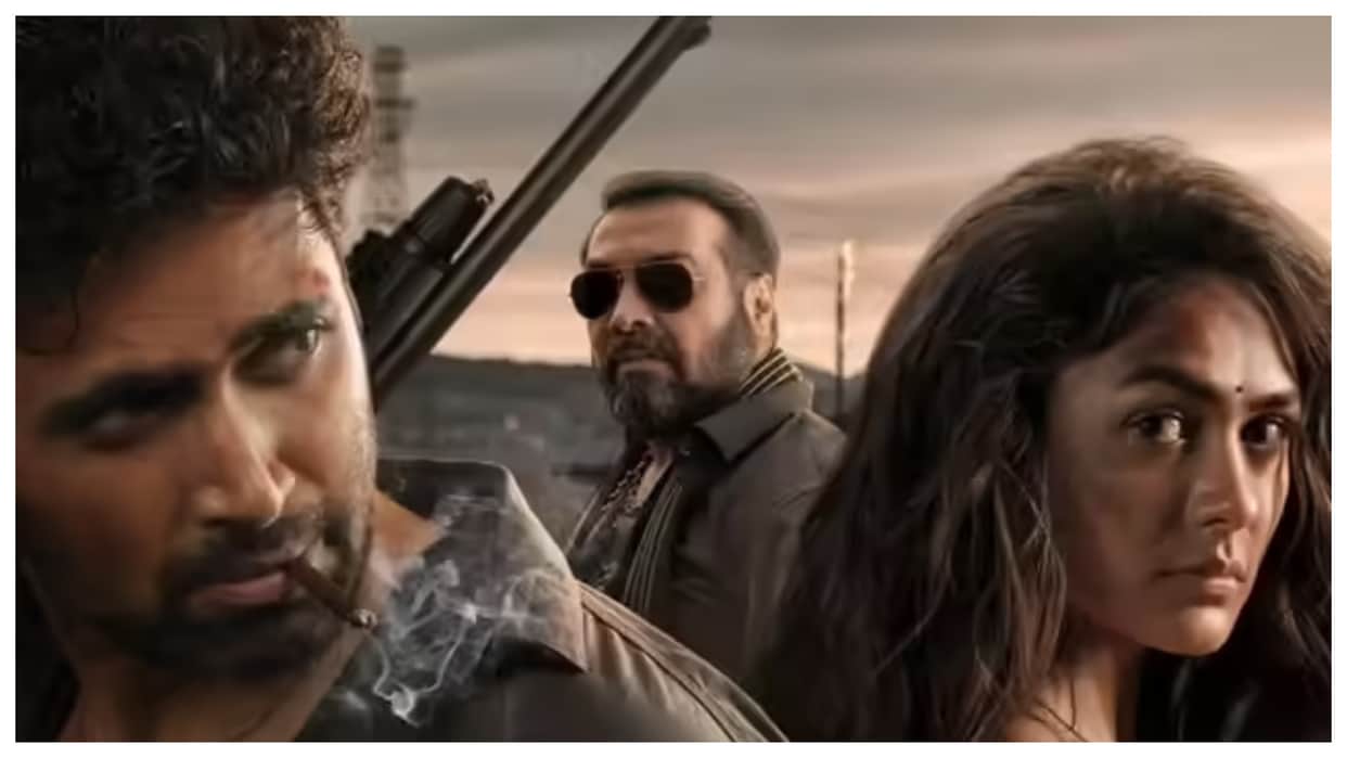 Dacoit released today directed by Shaneil Deo featured Adivi Sesh Mrunal Thakur Anurag Kashyap Prakash Raj
