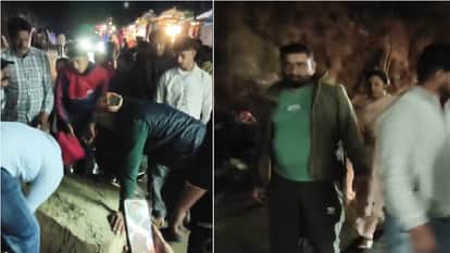 A rock fell from the hill near barrier number one in Hamirpur female devotee injured