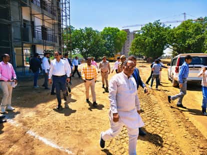 UP Sports Minister Girish Chandra Yadav Reviews Construction of Major Dhyan Chand Sports University in Salava