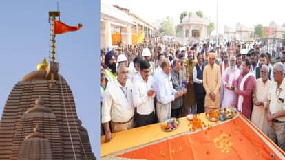 saffron flag hoisted atop spire of Ganesh Temple amidst auspicious Siddha Yoga in Ram Mandir