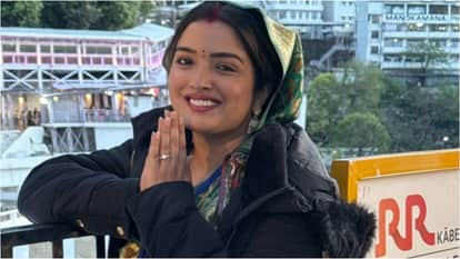 Aamrapali Dubey Visit to Maa Vaishno Devi During Maai Se Mila Da Maiya Vaishno Shoot Shares Photos