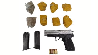 Batala Police busts cross border drug and illegal weapon racket two arrest with Heroin pistol drug money