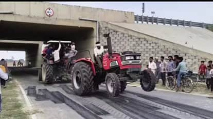 Dangerous Stunts with Tractors Under Ganga Expressway Underpass in Budaun