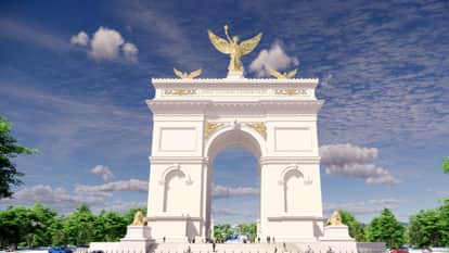 Trump Washington Arch Plan: Golden Winged Figure, Eagles, Lions & One Nation Under God