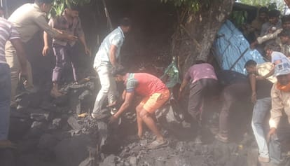 Kannauj Coal laden container overturns several people suffer grievous injuries two bodies recovered