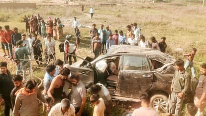 Uncontrolled car overturned