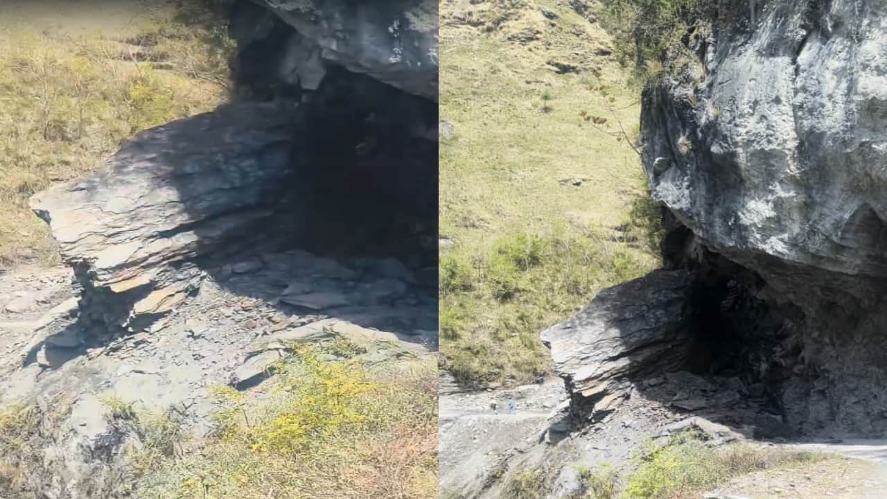 चांजू-बघेईगढ़ सड़क पर अचानक दरकी पहाड़ी।