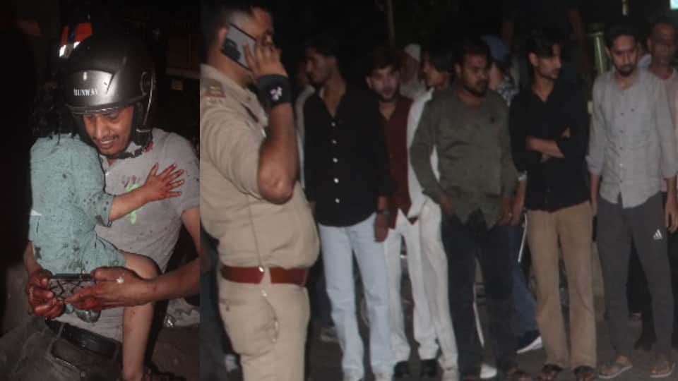 हादसे में घायल व्यक्ति व मौके पर पुलिस